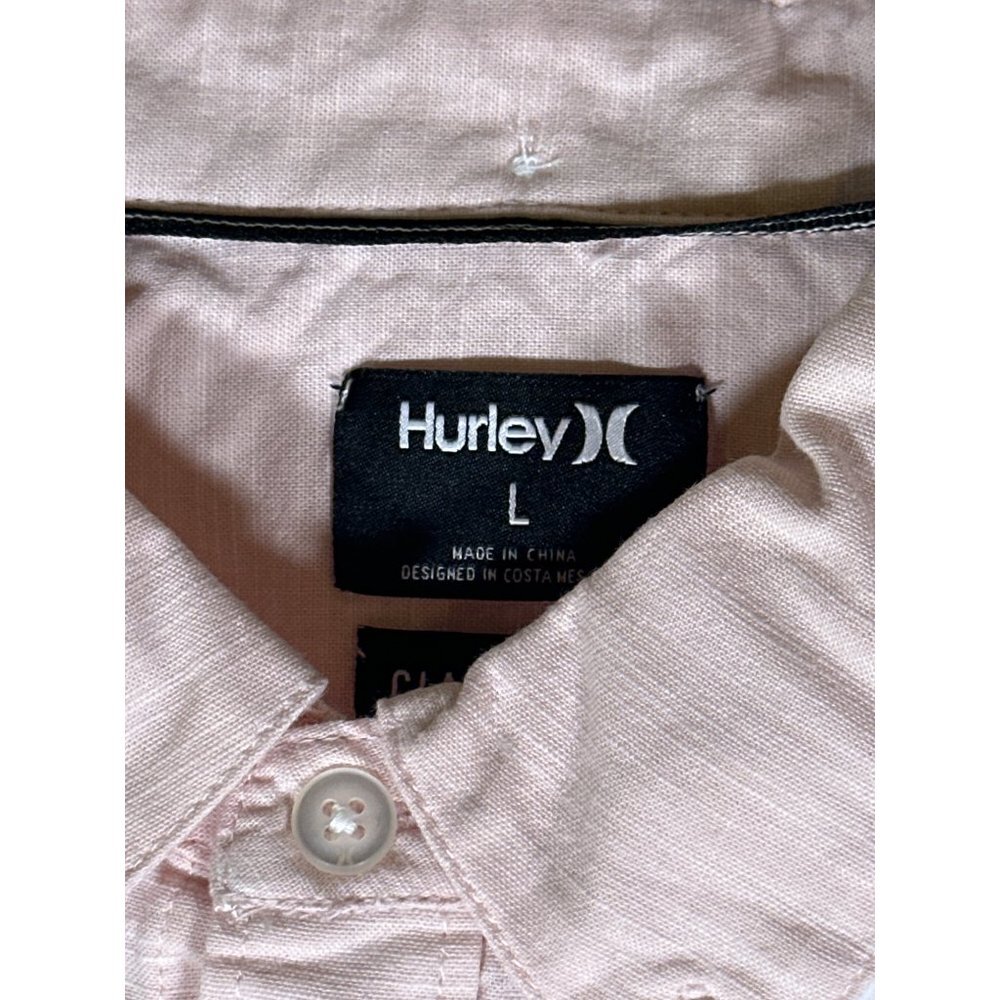 Hurley Mens One and Only 2.0 Short Sleeve Button Down Shirt Pink L NWT 895020 - Picture 2 of 4